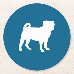 Pug Silhouette Puppy Baby shower Ronde Kartonnen Onderzetter