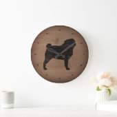 Pug Silhouette Rustic Style Grote Klok (Huis)