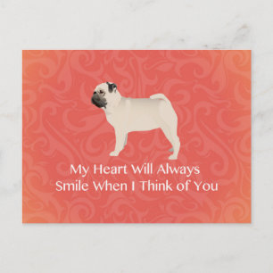 Pug Silhouette Thinking of You Design Briefkaart