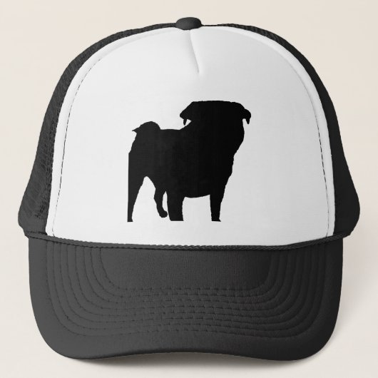 Pug Silhouette Trucker Pet (Voorkant)