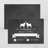 Pug Silhouetten Bruiloft RSVP Antwoord (Voorkant / Achterkant)