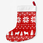 Pug Silhouettes kerst Pattern Cute Kleine Kerstsok (Achterkant)