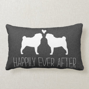 Pug Silhouettes met hart Aangepast voor Happy Co Kussen
