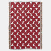 Pug Silhouettes Pattern Red en White Deken (Voorkant Verticaal)