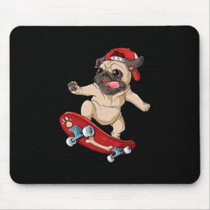 Pug Skateboard T-shirt Hond Puppy Grappige Skater Muismat