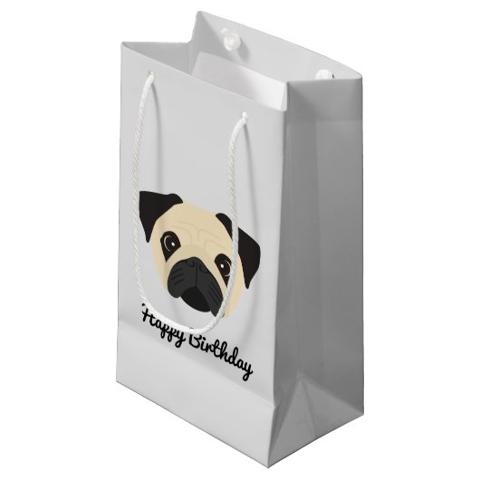 Pug Small Gift Bag Klein Cadeauzakje (Voorkant Gekanteld)