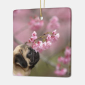 Pug Smelling Cherry Blossom Keramisch Ornament (Links)