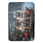 Pug Snowy Sleigh Kerstmisdecor Badmat (Voorkant Verticaal)