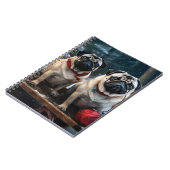 Pug Snowy Sleigh Kerstmisdecor Notitieboek (Linkerzijde)