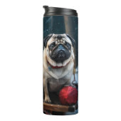 Pug Snowy Sleigh Kerstmisdecor Thermosbeker (Geroteerd rechts)