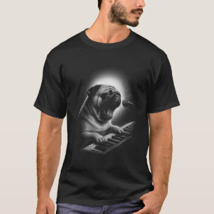 Pug speelt toetsenbord Pianospeler Hondenliefhebbe T-shirt