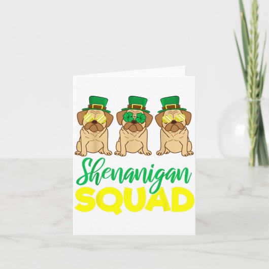 Pug Squad Funny Lucky St Patricks Day 2020 Team Gr Kaart (Voorkant)