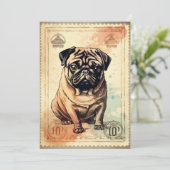 Pug Stamp Art Feestdagenkaart (Staand voorkant)