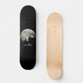 Pug Stand Op Berg Spooky Halloween Moon Skateboard (Voorkant)