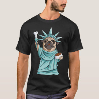 Pug-standbeeld van vrijheid voor mannen vrouwen jo t-shirt