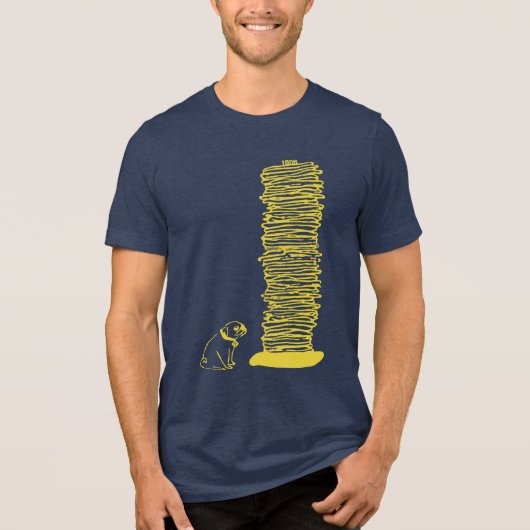 Pug Stapel Tri-Blend Shirt (Voorkant)