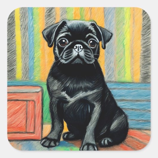 Pug sticker 3 "by3" mat of glanzend 6 stuk (Voorkant)