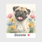 Pug Sticker – Watercolor (Feuille)