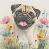 Pug Sticker – Watercolor (Devant)