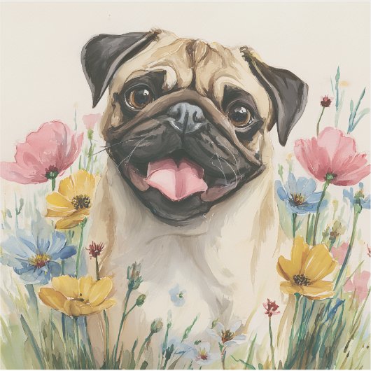 Pug Sticker – Watercolor (Devant)