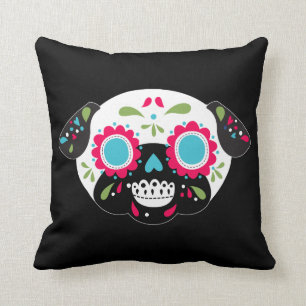 Pug Sugar Skull Front Patroon op rug Kussen