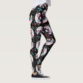Pug Sugar Skull Pattern op Black Leggings (Rechts)