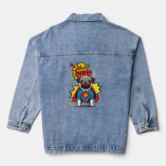 Pug Super Hero Denim Jacket (Achterkant)