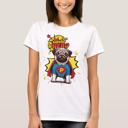 Pug Super Hero T-shirt (Voorkant)