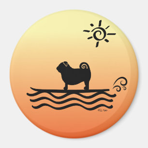 Pug Surf Magnet Magneet