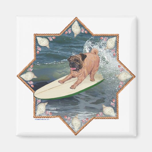Pug Surfer Gozer Magneet (Voorkant)