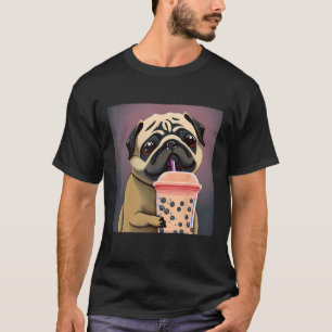 Pug t - shirts Pug dog met boba dog