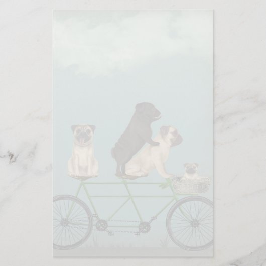 Pug Tandem Briefpapier (Voorkant)