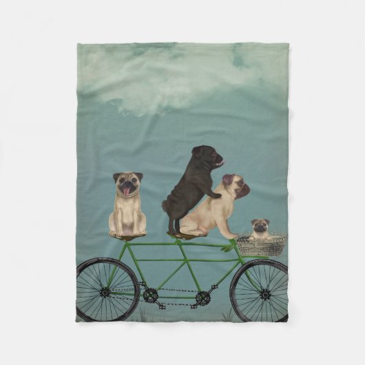 Pug Tandem Fleece Deken (Voorkant)