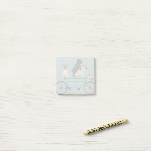 Pug Tandem Post-it® Notes (Op bureau)