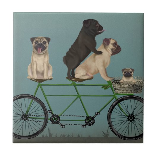 Pug Tandem Tegeltje (Voorkant)