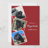 Pug-Tastic Holiday Drie foto Kerstkaart Kaart (Voorkant)