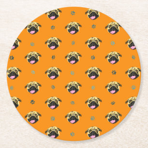 Pug Thema Feestje Papier Onderzetter Oranje