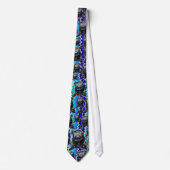 PUG    TieBlack Pug/Rad Zag in blauw Stropdas (Voorkant)