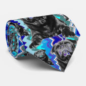 PUG    TieBlack Pug/Rad Zag in blauw Stropdas (Opgerold)