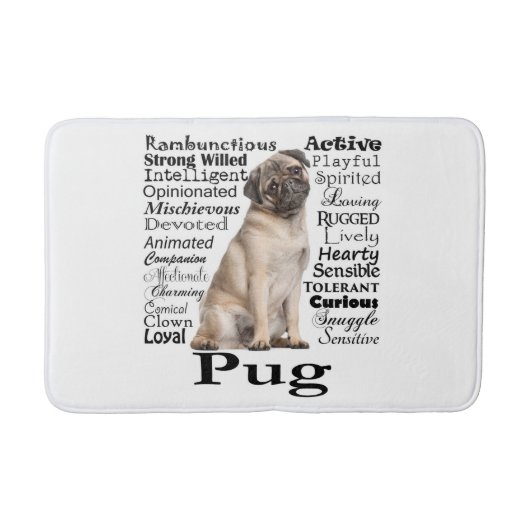 Pug Traits Bath Mat (Voorkant)