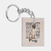 Pug Traits Sleutelhanger (Voorkant Links)