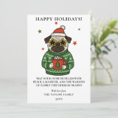 Pug Ugly Sweater Christmas Hot Cocoa Marshmallow Feestdagenkaart (Staand voorkant)