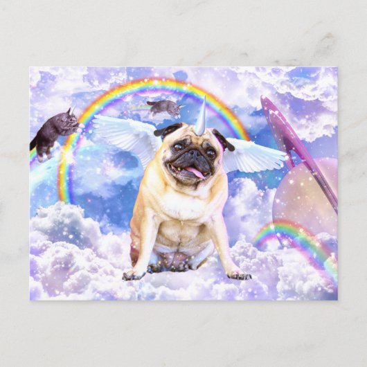 Pug unicorn - Cute pugicorn Briefkaart (Voorkant)