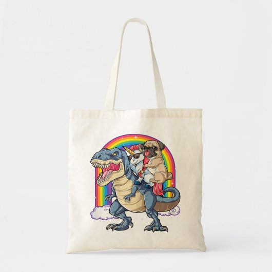 Pug Unicorn Dinosaur T Rex Kinder Tote Bag (Voorkant)
