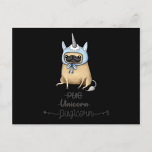Pug unicorn gelijke PUGICORN Feestdagenkaart