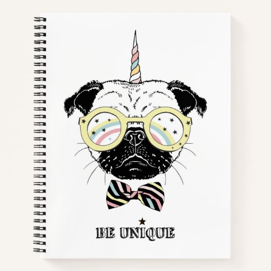Pug Unicorn | uniek Notitieboek (Voorkant)