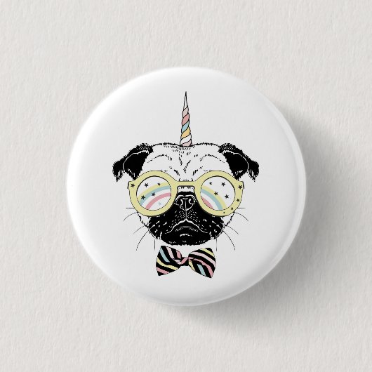 Pug Unicorn | uniek Ronde Button 3,2 Cm (Voorkant)