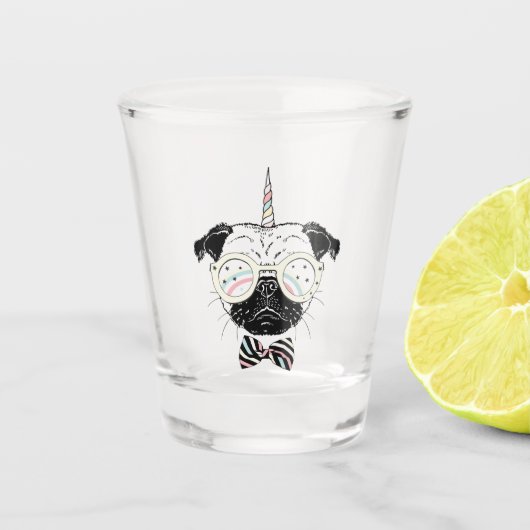Pug Unicorn | uniek Shot Glas (Voorkant)