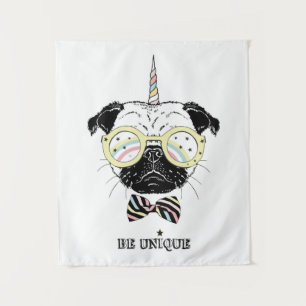 Pug Unicorn uniek Wandkleed