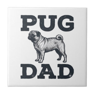 Pug Vader Vintage Gravure Shirt Ontwerp voor Honde Tegeltje